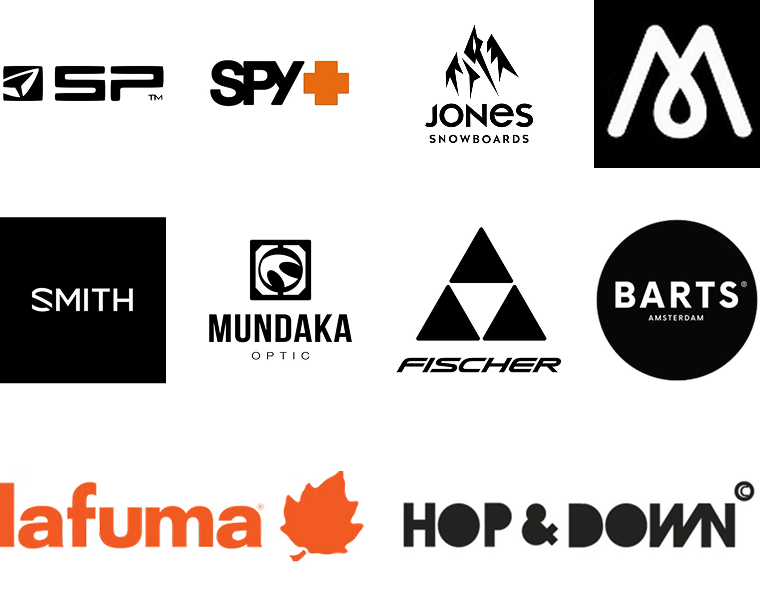 SP, Spy+, Jones Snowboards, Melt, Smith, Mundaka, Barts, Fischer, Raven, Lafuma, Hop & Down